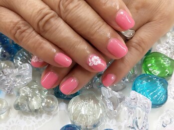 プルミエ ネイル(Premier Nail)/2本アート☆ハイビスカス