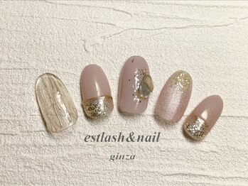 エストラッシュアンドネイル 銀座店(est lash&nail)/ベージュラメネイル