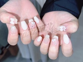 白x白フレンチxリボン