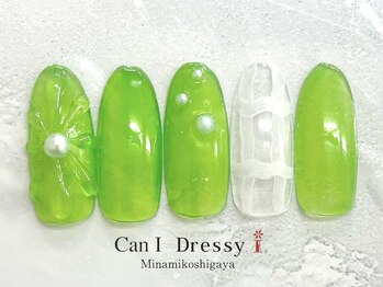 お花インクチェックネイル