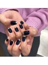 コルソケーツー 梅田茶屋町(corso k-two)/ネイビー×ミラーフレンチ