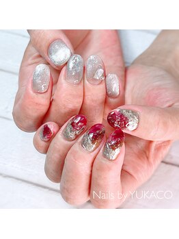リグネイルスタジオ(Lig nail studio)/赤の大理石ネイル