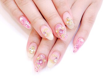 ネイルコレクション ベビーピンク(Baby Pink)/ジェル：ストーン放題☆ハート