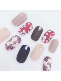 ワンカラー+フラワー