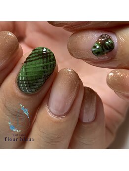 フルール ブルー(fleur bleue)/バレンタインネイル 抹茶紗々♪