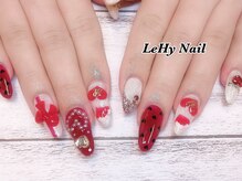 レヒネイル(LeHy nail)/ハート×リボンネイル