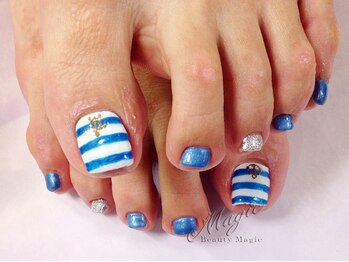 ネイルサロン ビューティーマジック 川口店/ フット　夏色ボーダーネイル