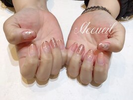 春オレンジネイル