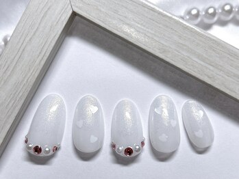 ファネル 京橋(FANELU)/ストーン/ハート/ホワイトネイル