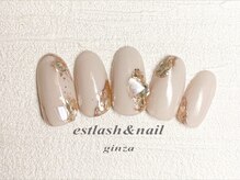 エストラッシュアンドネイル 銀座店(est lash&nail)/ベージュシェルミラーネイル