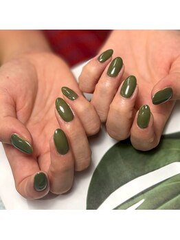 ボタネイル 近鉄八尾駅前店(BOTA NAIL)/ワンカラー/カーキ/夏ネイル