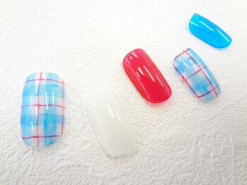ネイルサロン クイール 小山店(NAIL SALON QUILL)/ワンカラー×チェック柄アート