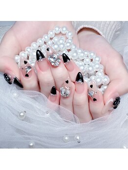 Mネイル/黒フレンチネイル