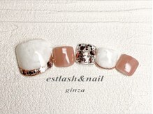 エストラッシュアンドネイル 銀座店(est lash&nail)/フットホワイトマーブルネイル