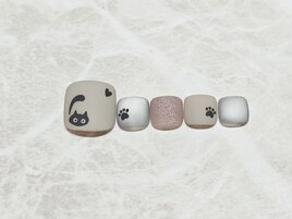 【FOOT】黒猫ネイル
