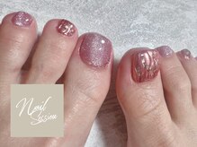 ネイルセッション(nail session)/ピンクキラキラフットネイル