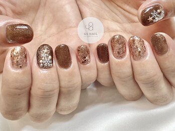 ブラウン/クリスマスネイル