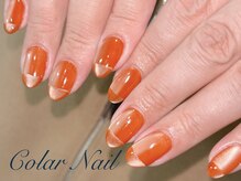 コラールネイル 本町(Colar Nail)/橙が揺れる暖かな指先