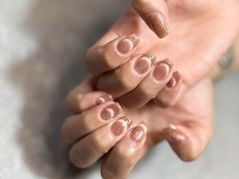 リーフ 海田店(LEAF)/シアーベージュ微粒子ラメネイル