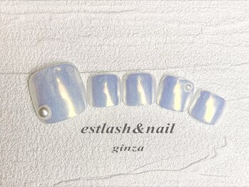 エストラッシュアンドネイル 銀座店(est lash&nail)/フットオーロラホワイトネイル