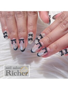 エスフィーネイルサロン リシェル(Esfy nailsalon Richer)/ジェル　リボンネイル