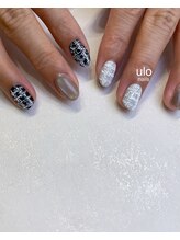 ウロネイルズ(ulo nails)/てがき白黒ツイードネイル