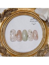 ピオニーネイル(peony nail)/モノトーンフラワー