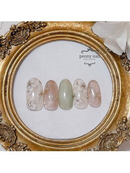 ピオニーネイル(peony nail)/モノトーンフラワー