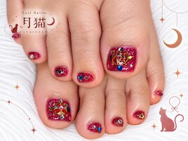 セーラームーン風フットネイル