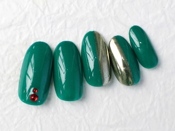 ユースタイル 新宿店(U-style)/グリーン×ミラーネイル