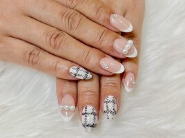 ツイードネイル/パールネイル