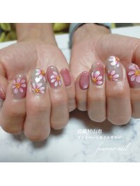 大人可愛い秋桜ネイルとマグ