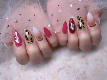 スノーネイルサロン 新宿店(Snow nail salon)/レオパードイニシャルカラグラ