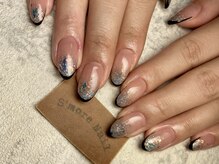 スモア ネイル(S'more Nail)/ラメ×Blackライン