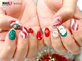 クリスマスネイル/手描きアート