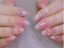 幻之花ネイル/マグネットフレンチ　リボン