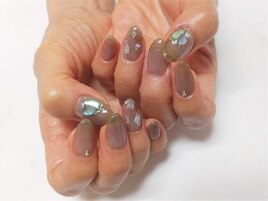 上品くすみ×シア―ネイル