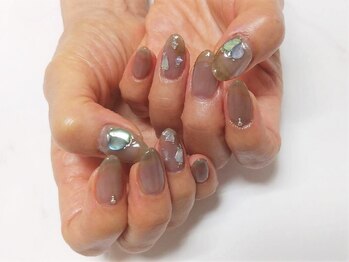上品くすみ×シア―ネイル