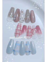 冬デザイン　チェック　リボン