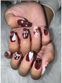 キラキラ バレンタインネイル