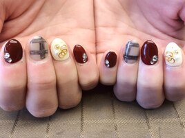 チェック×ストーンアート