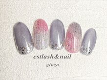 エストラッシュアンドネイル 銀座店(est lash&nail)/ネイビーマグネットバカラネイル