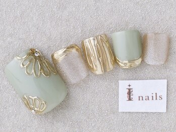 アイネイルズ 三宮店(I nails)/ミラーフラワーネイル¥8000