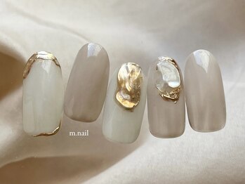 エムドットネイル 池袋(m.nail)/ぷっくり×ベージュニュアンス