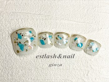 エストラッシュアンドネイル 銀座店(est lash&nail)/フットターコイズシェルネイル