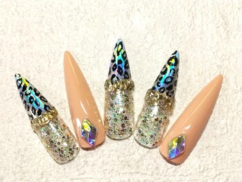 仙殊/スカルプ・レインボーヒョウ柄