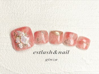 エストラッシュアンドネイル 銀座店(est lash&nail)/フットレッドタイダイネイル