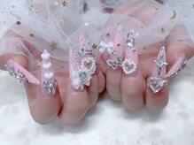 スノーネイルサロン 新宿店(Snow nail salon)/ピンク量産型クロスリボン蝶々