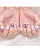 アイラッシュサロンアールツー(eyelash salon R2)/チェック　リボンネイル　韓国