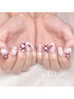 アイラッシュサロンアールツー(eyelash salon R2)/チェック　リボンネイル　韓国